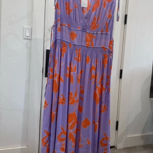 Thakoon Lavender and Orange Floral Midi Dress - Picture 2 of 7